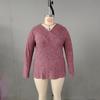 Autumn New Women's Plus Size V Neck Sweater Loose Casual Long Sleeved Blouse