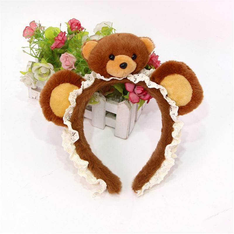 Soft Plush Lace Bear Headwear For Kids Comfortable Hairband Lightweight Hair Accessory For Sensitive Skin