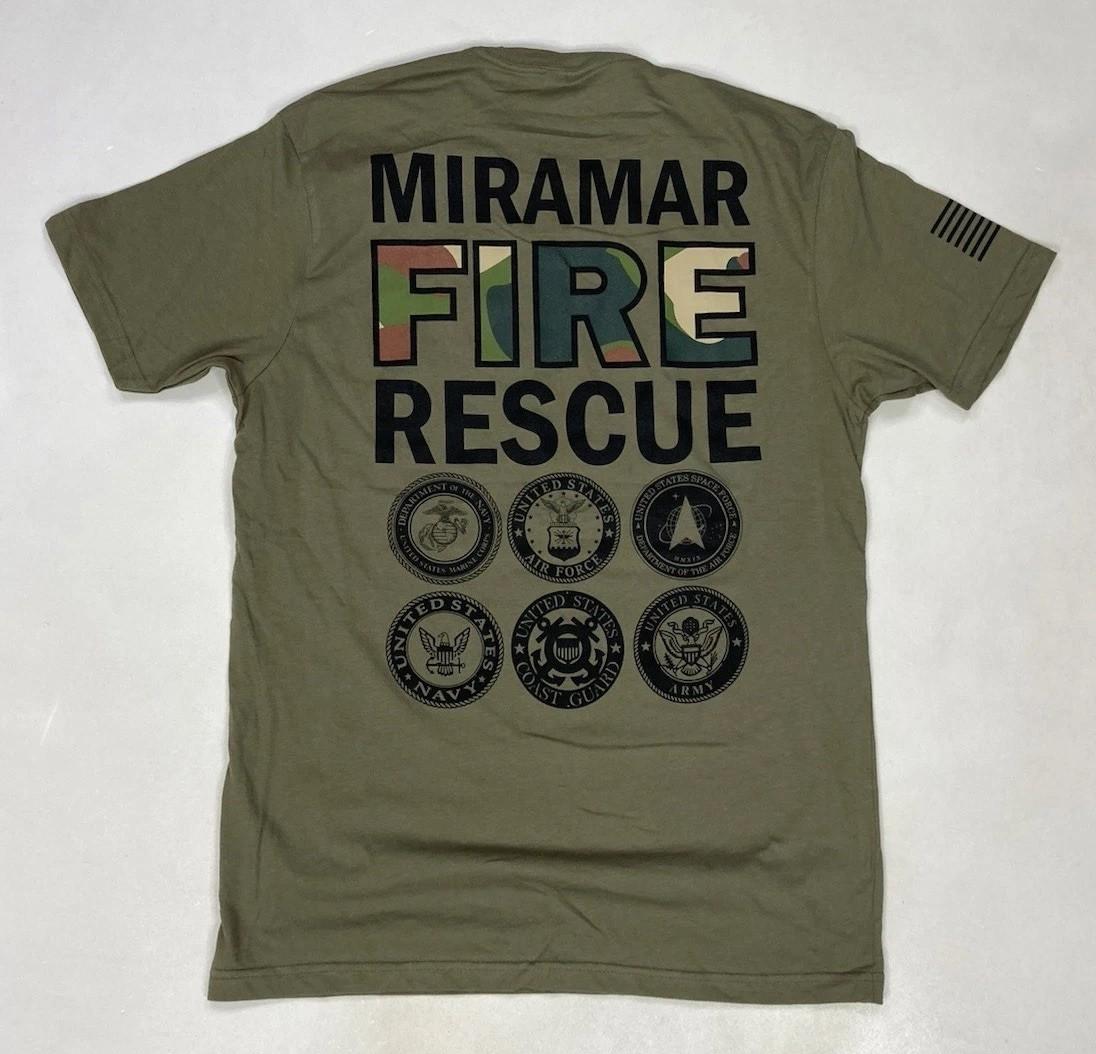 Miramar Florida Fire Rescue Fire Department Graphic T-shirt Men Medium Green XXL