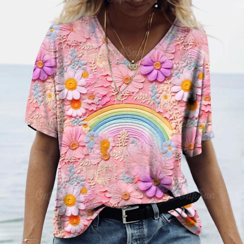 Fashion Woman Blouse 2024 Butterfly Print Short Sleeve Tees Tops Summer Casual Women's T Shirt Oversized Female Y2k Clotheing
