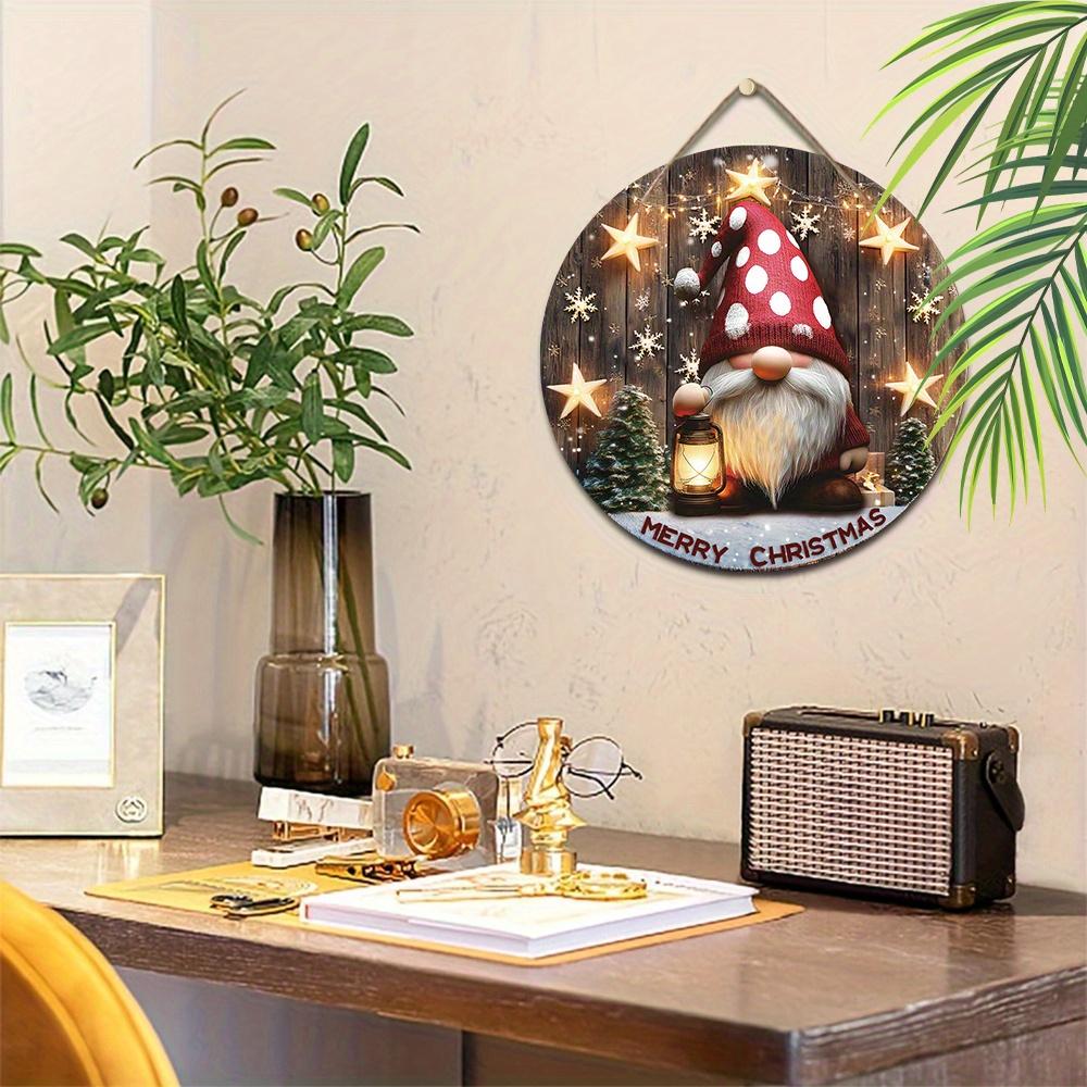 Imádnivaló Gnóm Karácsonyi Fa Tábla, Kellemes Karácsonyt Törpe Kerek Tábla Bejárati Ajtóra Fali Akasztó Dekoráció, Ideális Karácsonyi Dísz
