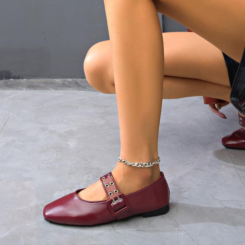 Fashion Women Flat Shoes Round Toe Luxury Shallow Sneakers Fashion Buckle Strap Loafers Women Ballet Comfortable Mary Jane Shoes Women