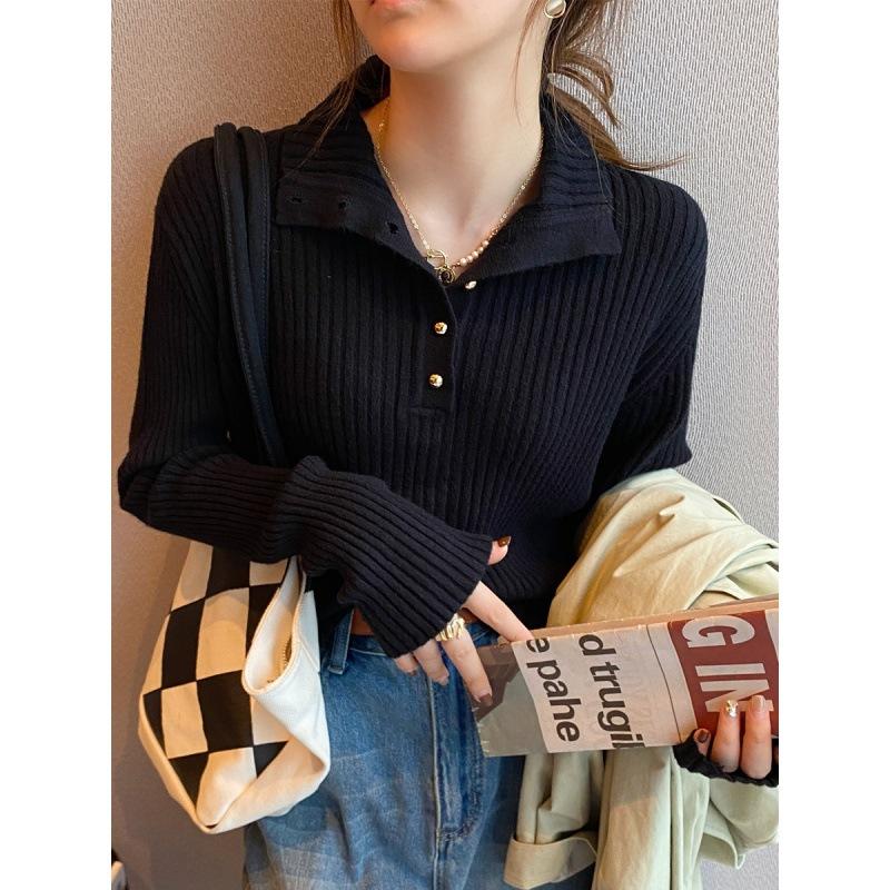 Good Fabric Semi High Neck Sweater for Women's Autumn Winter Base Knit Sweater Loose Top for Outwear