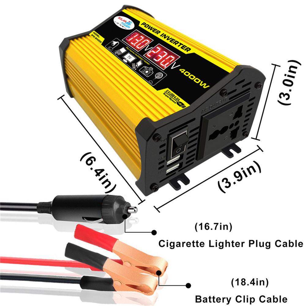 Portable Inverter Car Power Inverters DC12 Volt To AC220 Volt Transformer 4000W Modified Sine Wave Inverter USB Auto Inverters