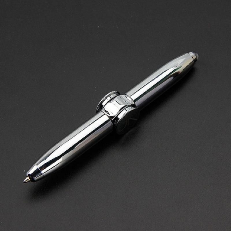 LED Fingertip Spinning Pen - Fidget Anxiety Decompression Gyro Metal Ballpoint Writing Pen For Kids Adults School