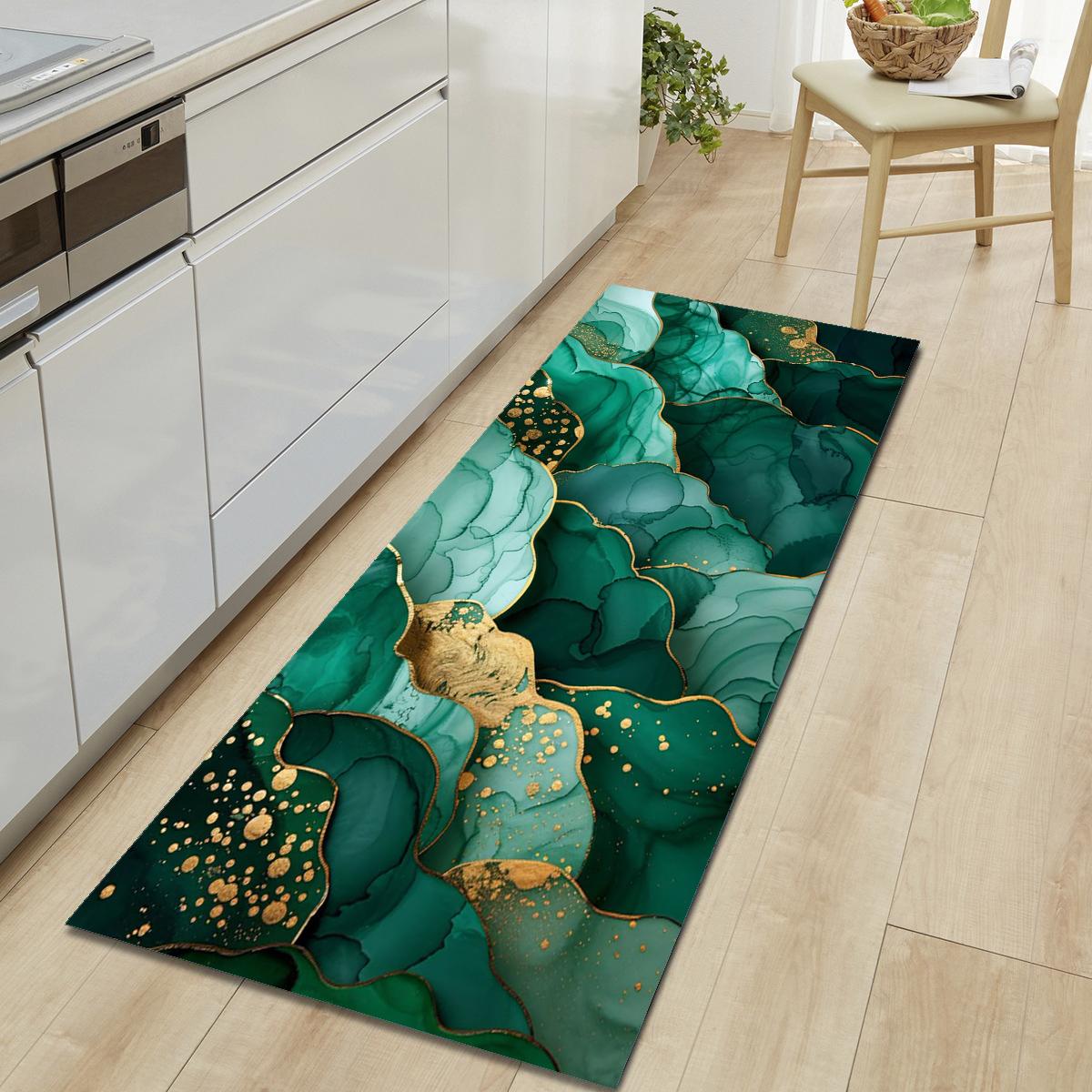 

1 шт., напольный коврик с мраморным узором, современный кухонный полиэстеровый ковер, нескользящий, цветной, для дома, ванной комнаты, спальни, гостиной, декора 40*60cm