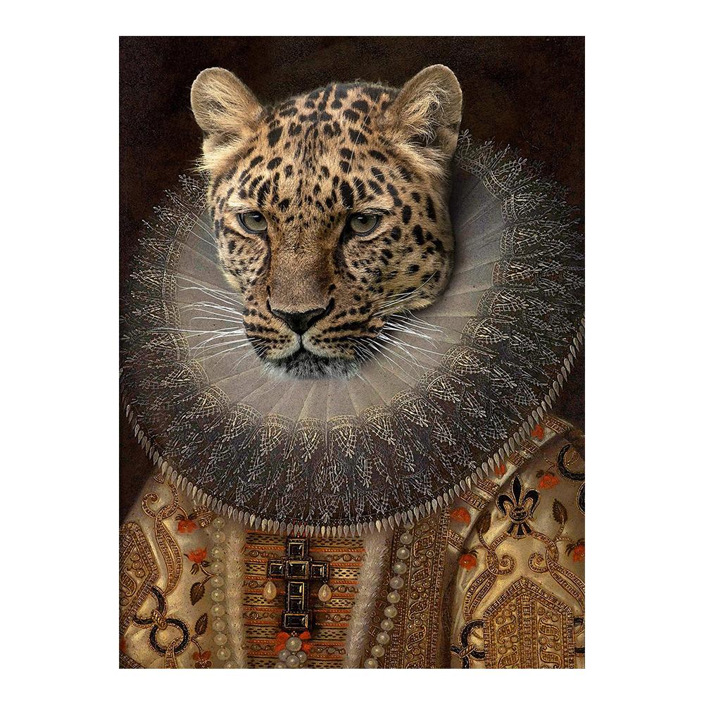 Engraçado Renascimento Retrato Pintura Tela Impressão Pôster Arte de Parede Cabeça de Animal Corpo Humano Imagem para Sala de Estar Decoração de Casa