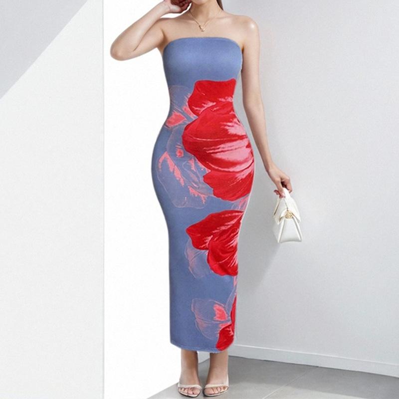 New Spring Women's Clothing Elegant Hip-shoulder Printed Dress for Women