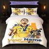 Set Biancheria da Letto Personalizzato Cristiano Ronaldo con Nome Testo 1 Copripiumino+2 Federe Logo Calcio Regalo Personalizzato per Occasione Speciale Arredamento Camera da Letto