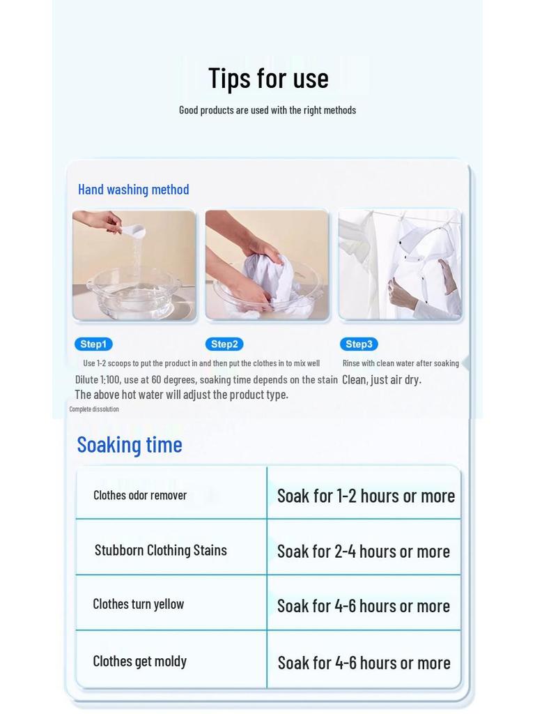Powerful De-yellowing and Whitening Laundry Stain Remover for School Uniforms and Colored Clothes