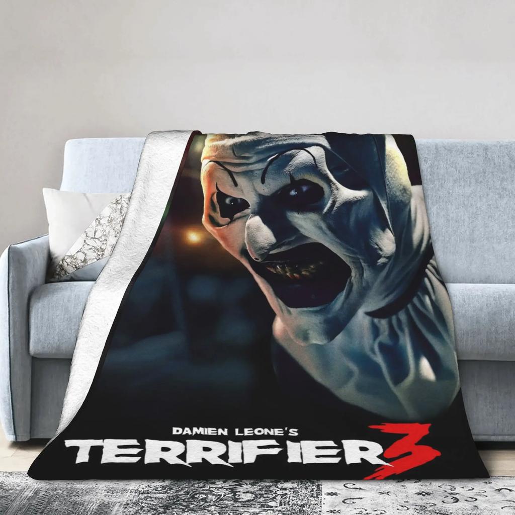 Terrifier  Horror Film Warm Plush Throw Blanket for Kids and Adults Soft Flannel Bedspread for Sofa Bed Living Room Decor