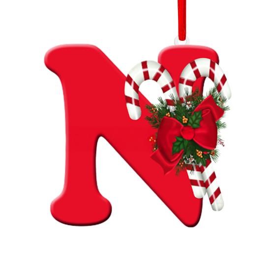 Christmas Acrylic Letter Hanging Decoration Car Rearview Mirror Xmas Tree A to Z Alphabet