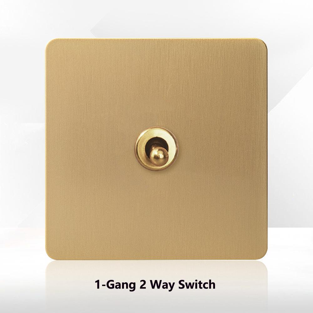 LangYeao Stainless Steel Wall Switch Socket UK Standard,1/2/3/4 Gang 1/2 Way Toggle Light Switch EU Sockets for Homes Hotels