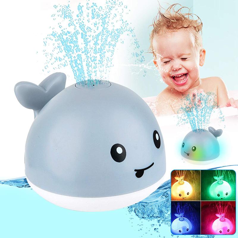 Non-Toxic Baby Light Up Bath Toys Whale Automatic Sprinkler Bathtub Toys Pool Bathroom Shower Bath Toys For Toddlers Infant Kids Children Gift