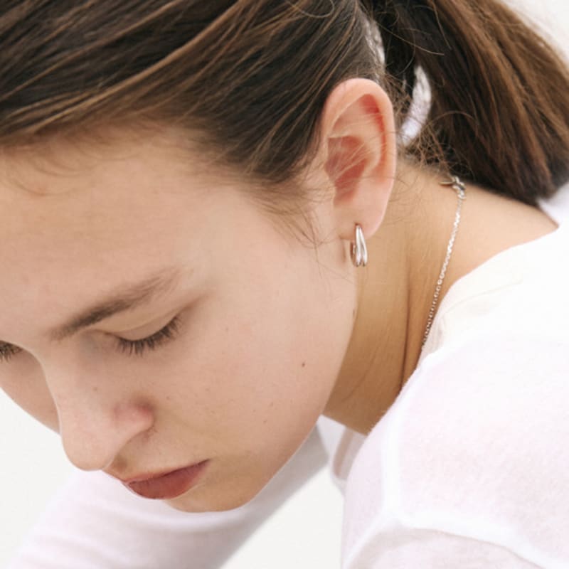 Poery Essential Double Hoops_Silver