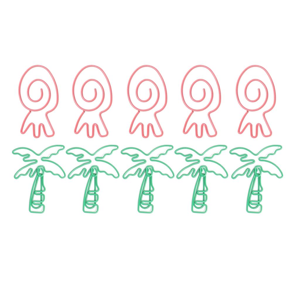100pcs Paper Clips Portable Mini Electroplating Green Tree Pink Strawberry Shape Metal Paper Clips for Office