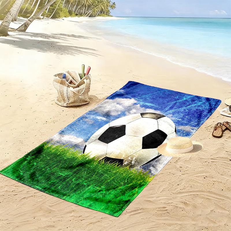 Soccer Art Print Beach Towel, Large Soft Quick Dry Towel for Beach Camping Swimming