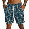 Mens Board Shorts with Drawstring Waist and Tropical Tree Print Quick Dry Swim Trunks for Beach Surf Sports