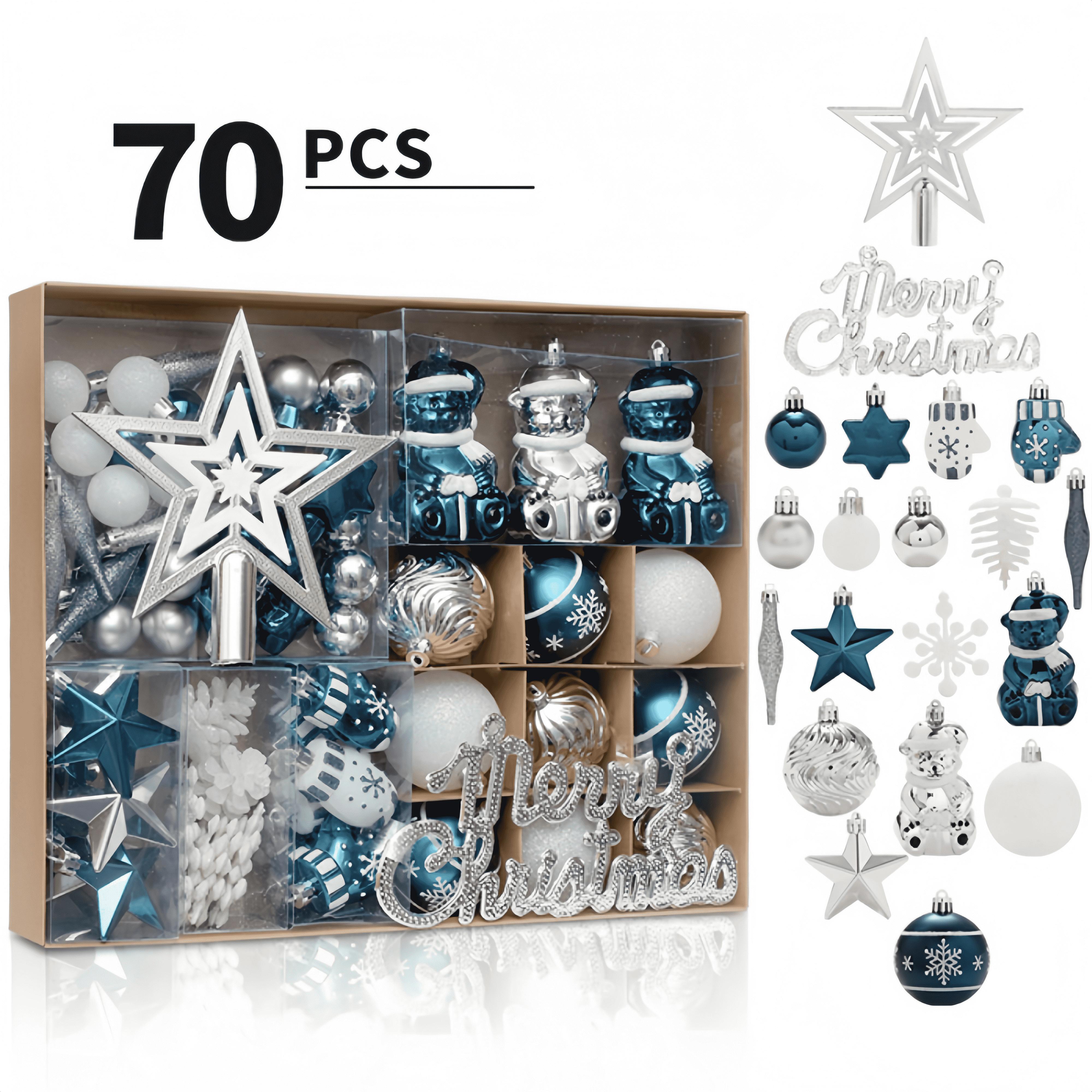 

70Pcs Multi Size Christmas Sphere Set Stars Socks Scepter Round Xmas Sphere Santa Tree Diy Ornaments Latest Year Xmas Gifts Decoration other