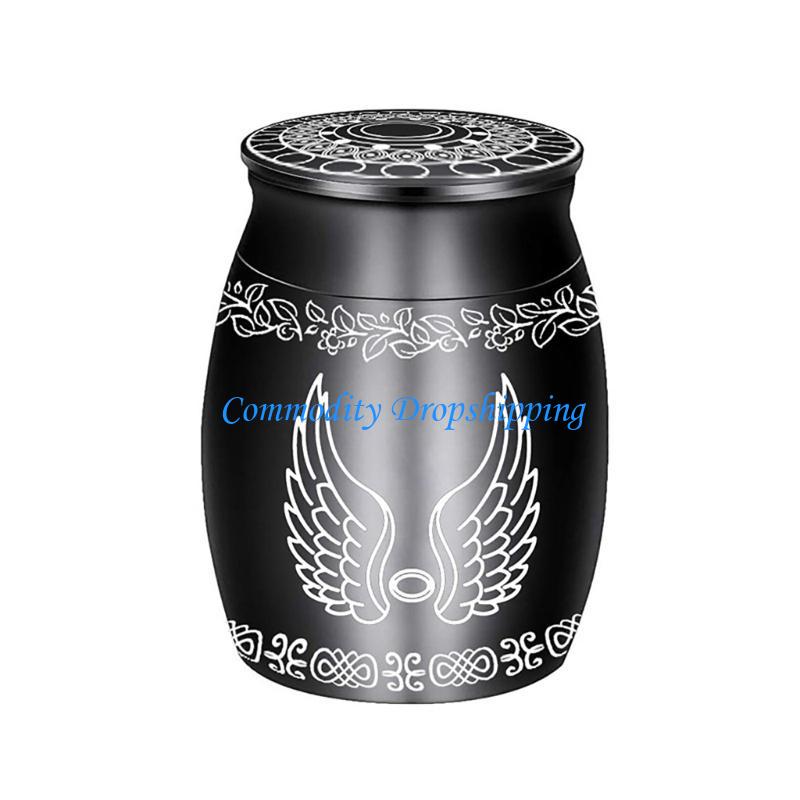 

Y5JC Angelic Wing Pet Cremation Urn Small Animal Ashes Holder Pet Lost Keepsakes Ashes Jar чорний
