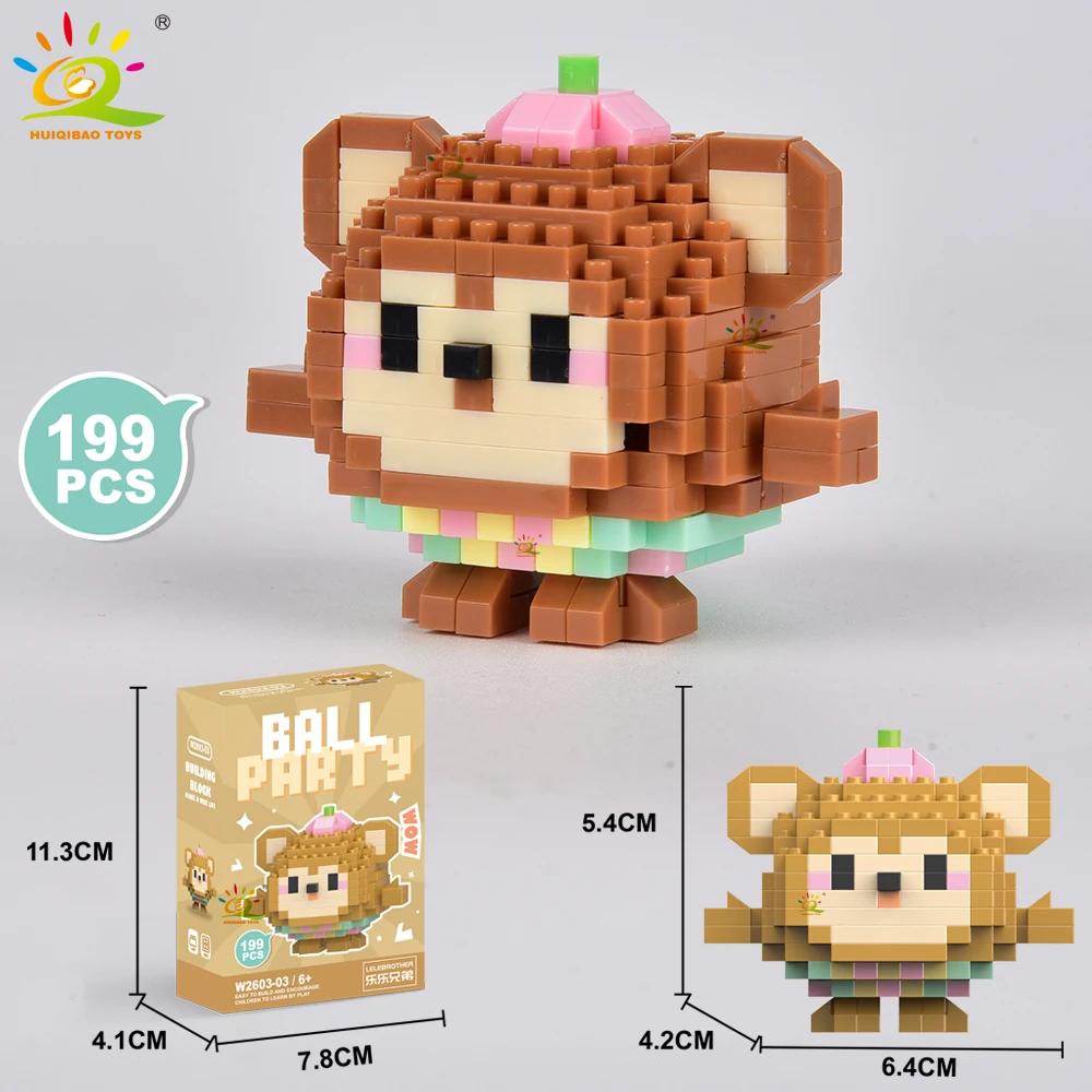 HUIQIBAO MOC Tier Mikro-Baustein Mini Niedlich 3D Diamant Modellstein DIY Stadtbau Spielzeug für Kinder Schreibtischdekoration