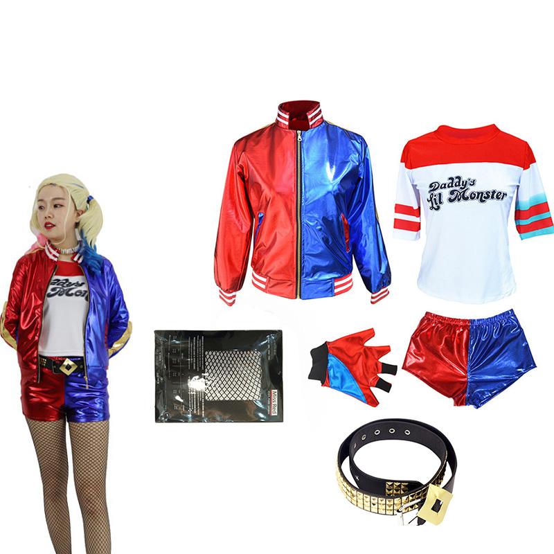 Squad Suicide Quinn Cosplay Coat Jacket Shirt Costume Party Girl Props