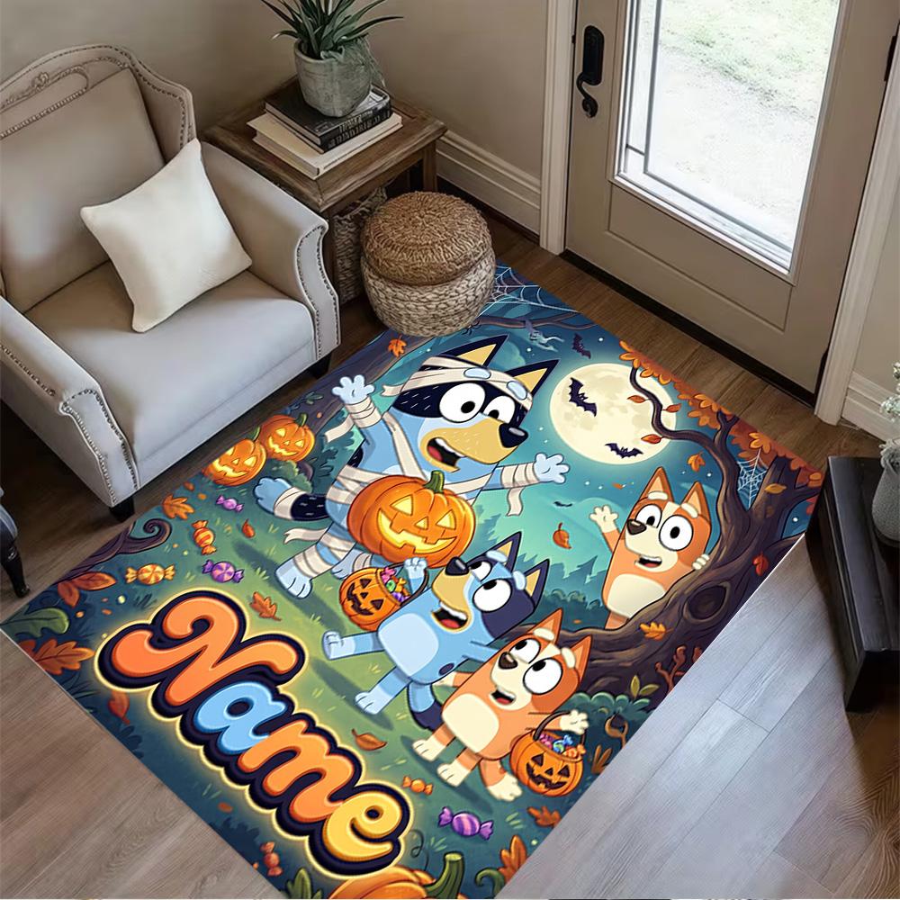 Halloween Trick Treat Customize Text Floor Mat Perfect for Game Room Outdoor Bedrooms Entryway Anti-slip Rug Office Home Decor