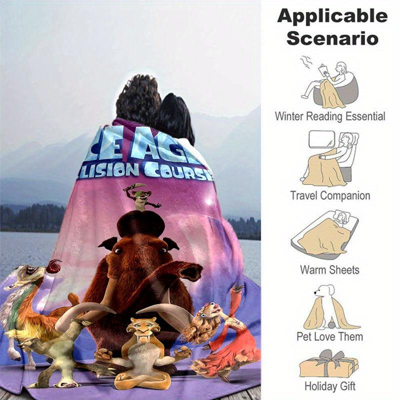 1pc, Cozy Ice Age Collision Course Home Decor Blanket: Perfect Flannel Throw for Bedroom, Living Room, Travel, Camping, Car