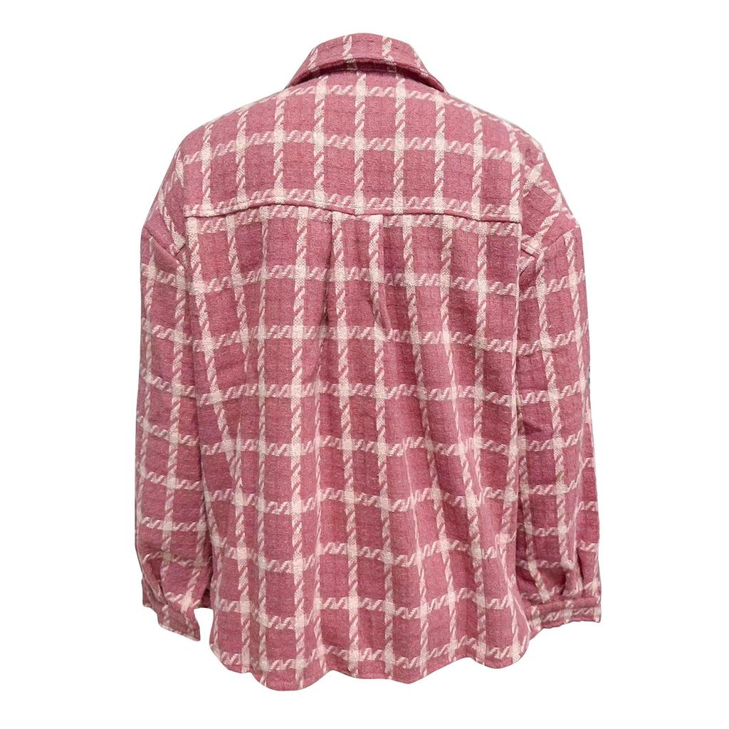 Cárdigan Holgado de Manga Larga a Cuadros para Mujer Otoño e Invierno Chaqueta de Lana