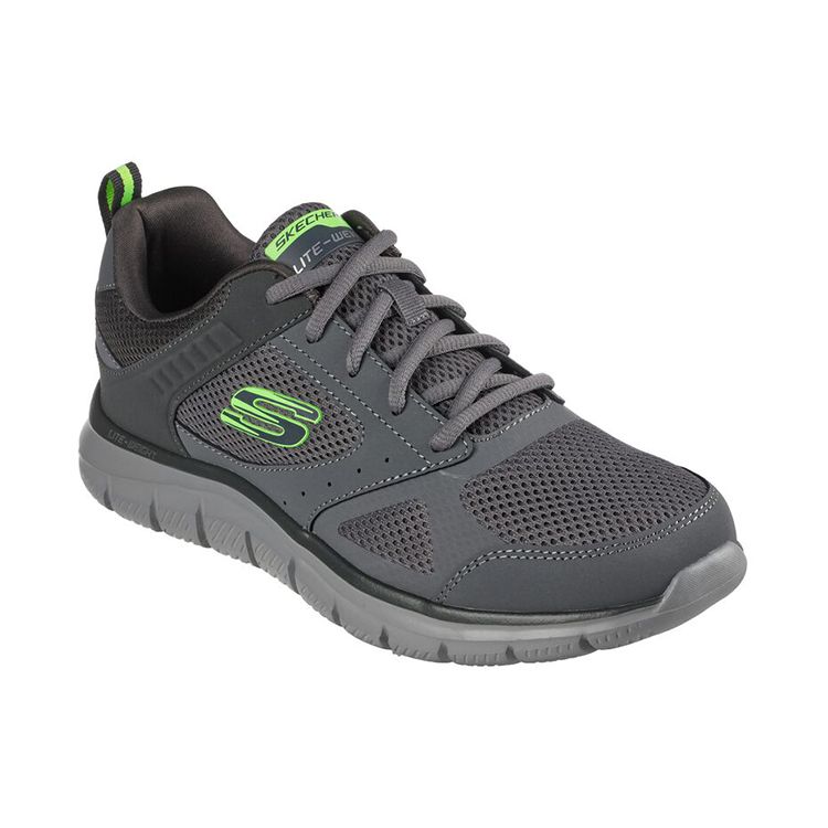 Skechers Track Men Charcoal Black Low Top Casual Shoes Lightweight Breathable Wear Resistant Comfortable Versatile 232398-CHAR