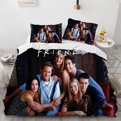 Zwillings-/Voll-/Queen-/King-Size Friends TV-Show - Thematisches Bettwäscheset mit Bettbezug und Kissenbezug für Schlafzimmerdekoration