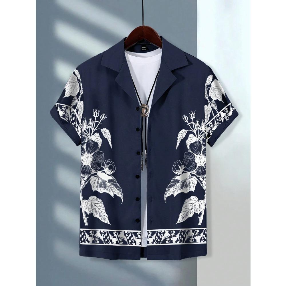 Herren Hawaiihemden Herren Kurzarmhemden Sommer Lässig Spaß Hawaii Urlaub Bedruckte Knöpfe Revers Kurzarmhemden