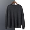 Men's Thick Warm Cashmere Sweater - Solid Color Round Neck Loose Fit
