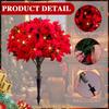 Simulation Of Artificial Poinsettia Flower Topiary Trees Floor Plug With LED Lights, Luminous Ornaments For Christmas Decoration
