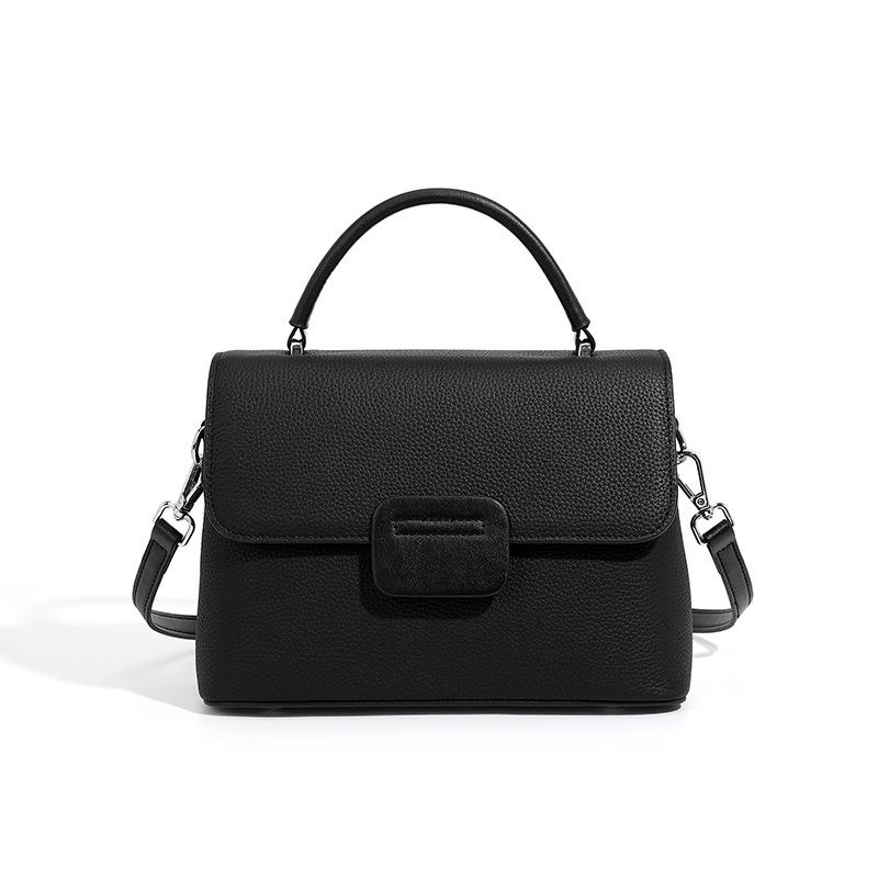 Ladies' Soft Cowhide One-Shoulder Shell Bag with Two Straps - Classic Large Capacity Fashion Accessory