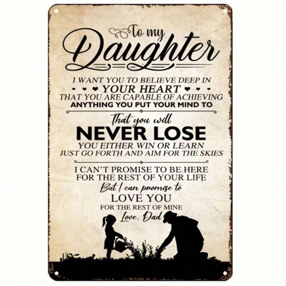 Metal Wall Art Vintage Father Daughter Gift Inspirational Poster for Living Room Decor