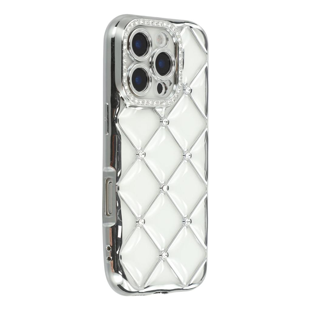 For iPhone 16 Pro Max Case Rhinestone Decor Electroplating TPU Phone Cover
