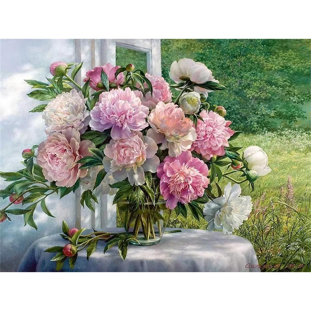 

DIY Алмазная картина Цветы Набор для вышивки крестом Мозаичное искусство Алмазная картина Полный круг Алмазное украшение для дома Round 20x30cm