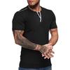 Mens Slim Fit V Neck Henley Short Sleeve Solid Casual T Shirt