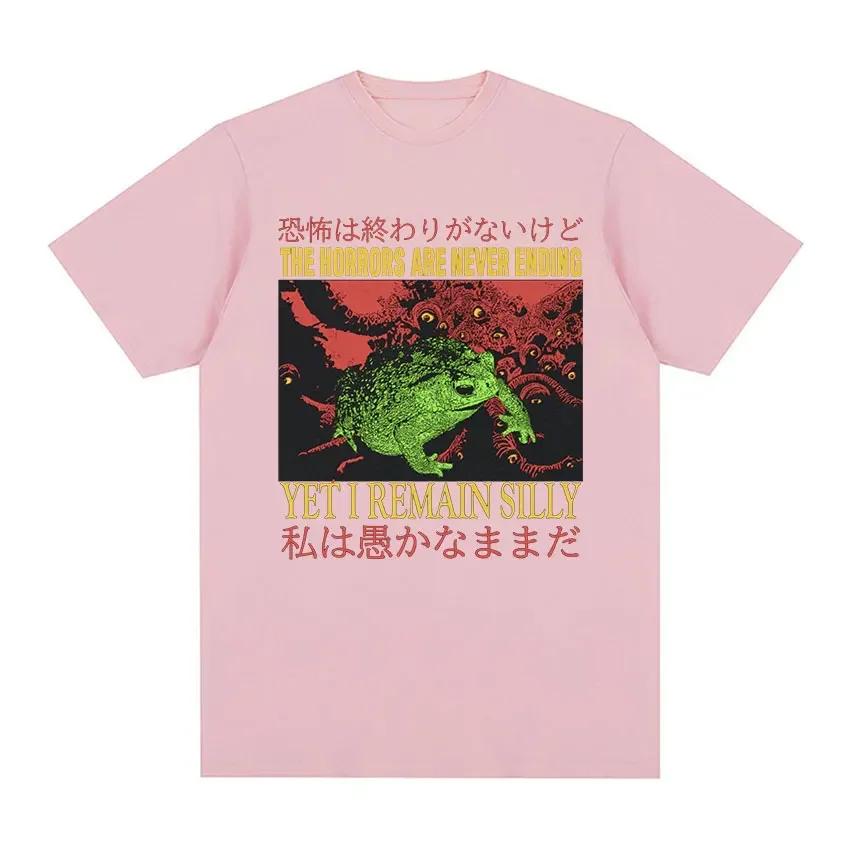 Summer Men's Frog Letter Retro Printed Round Neck T-shirt Casual Outdoor 100% Pure Cotton Street Cool Short Sleeved Plus Size