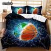 Basketball Duvet Cover Set Twin Size Sports Basketball Fire Pattern Twin Bedding Set Microfiber Quilt Cover for Boys and Teens