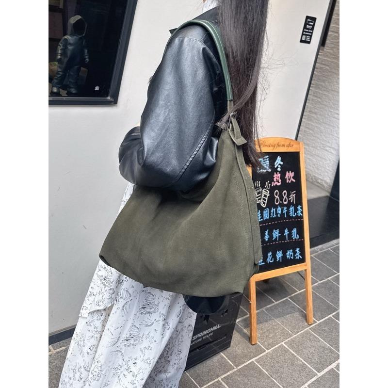 Neue Leder Kuhleder Wildleder Premium Tragetasche Hobo Schulter Umhängetasche Damen Tasche Große Kapazität