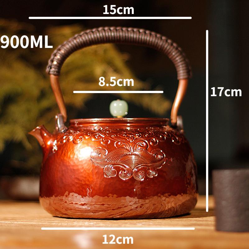 

Большой медный чайник, винтажный чайник для кипячения воды, бытовой чайник без покрытия, фиолетовый медный чайник для кипячения воды, опрокидывающийся