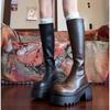 Black Boots for Women, Summer Thick-soled High Knight Boots, Small Height-increasing Boots Show Legs and Long Leather Stitching