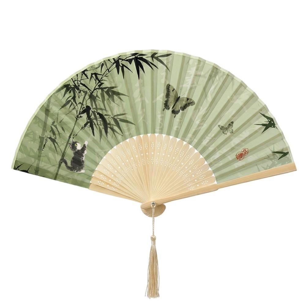 Chinese Style Tassel Folding Fan Butterfly Handheld Fan Classical Bamboo Fan Hanfu Accessories