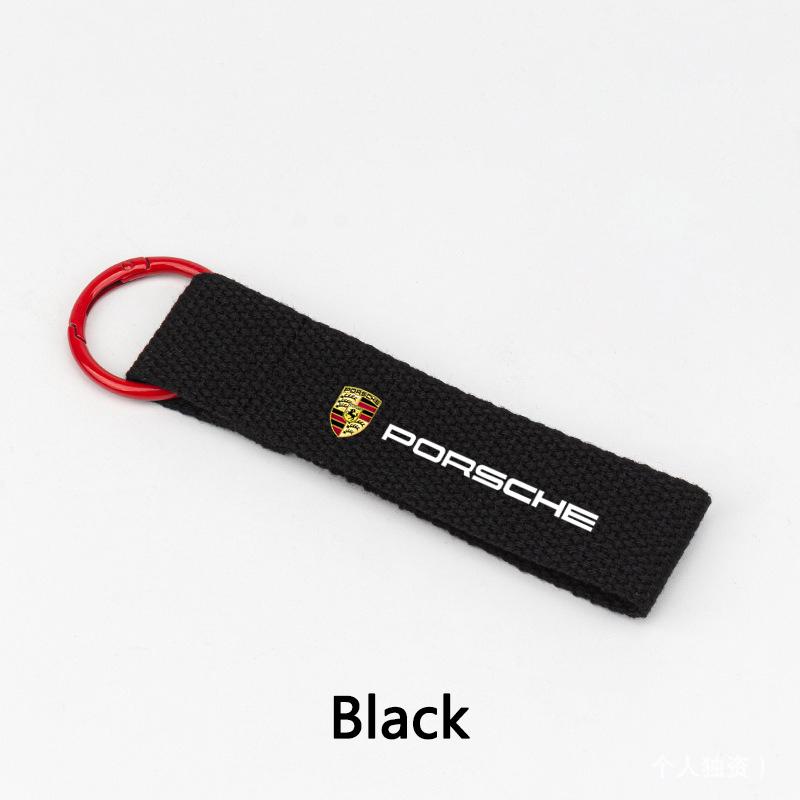 Auto Leinengurt Schlüsselanhänger Anhänger Schlüsselkette für Porsche Panamera Spyder Carrera Macan Boxster Cayman Cayenne 911 718 991 Aufkleber HF8 black