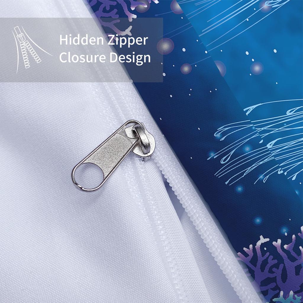 3pcs Cartoon Jellyfish Pattern Printed Bedding Set, 1*duvet Cover+2*pillowcase, Queen, for King, Queen,double Bedroom, Guestroom