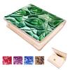 Genuine Leather Box-Shaped Coin Purse for Women, Slim, Compact, Cowhide Leather with a Luxury Rose Embossed Enamel Design and Stained-Glass Rose