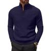Half Zipper  Pullover  Long-Sleeved Knitted Sweater  Solid Color