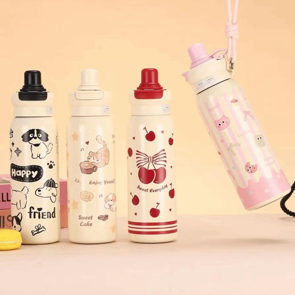 Small Mouth Cartoon Vacuum cup Drinking Kettle Coffee Thermos Mug Outdoor Sports